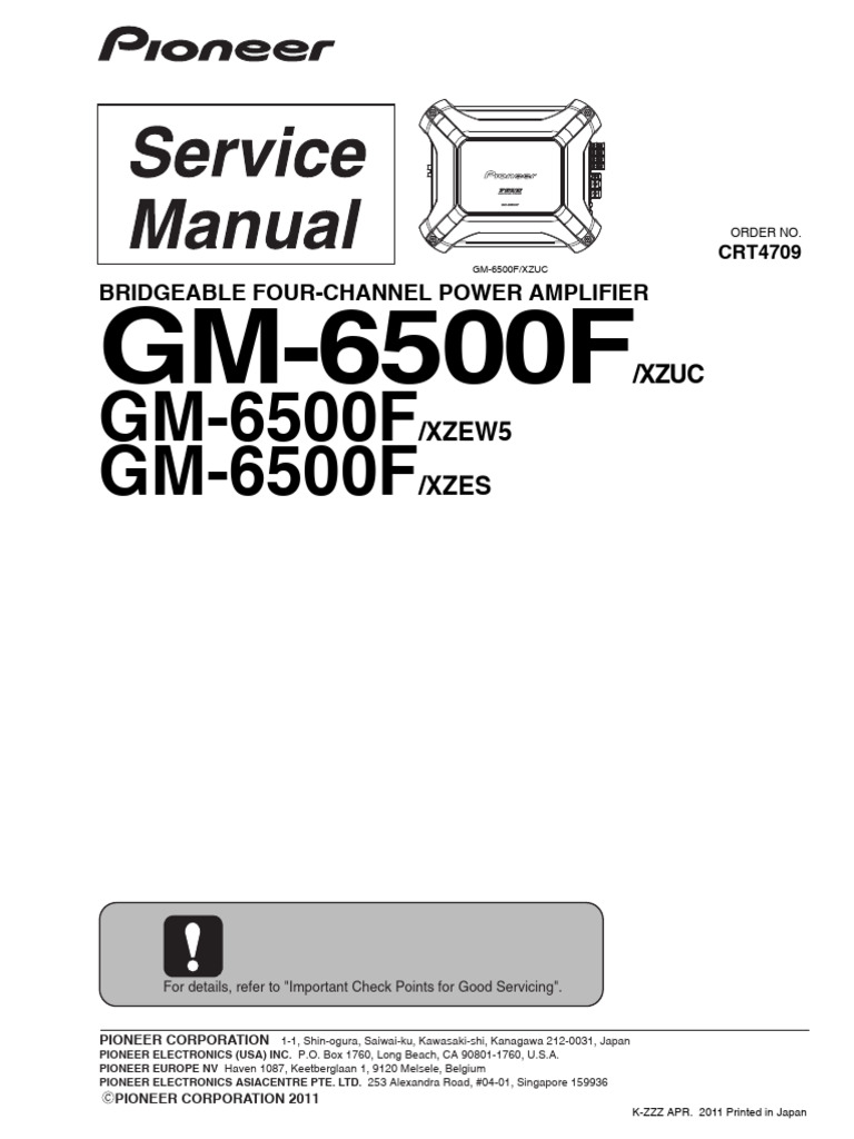 Pioneer Gm-6500f(Xzuc-xzew5-Xzes) Bridgeable Four-channel Power ...
