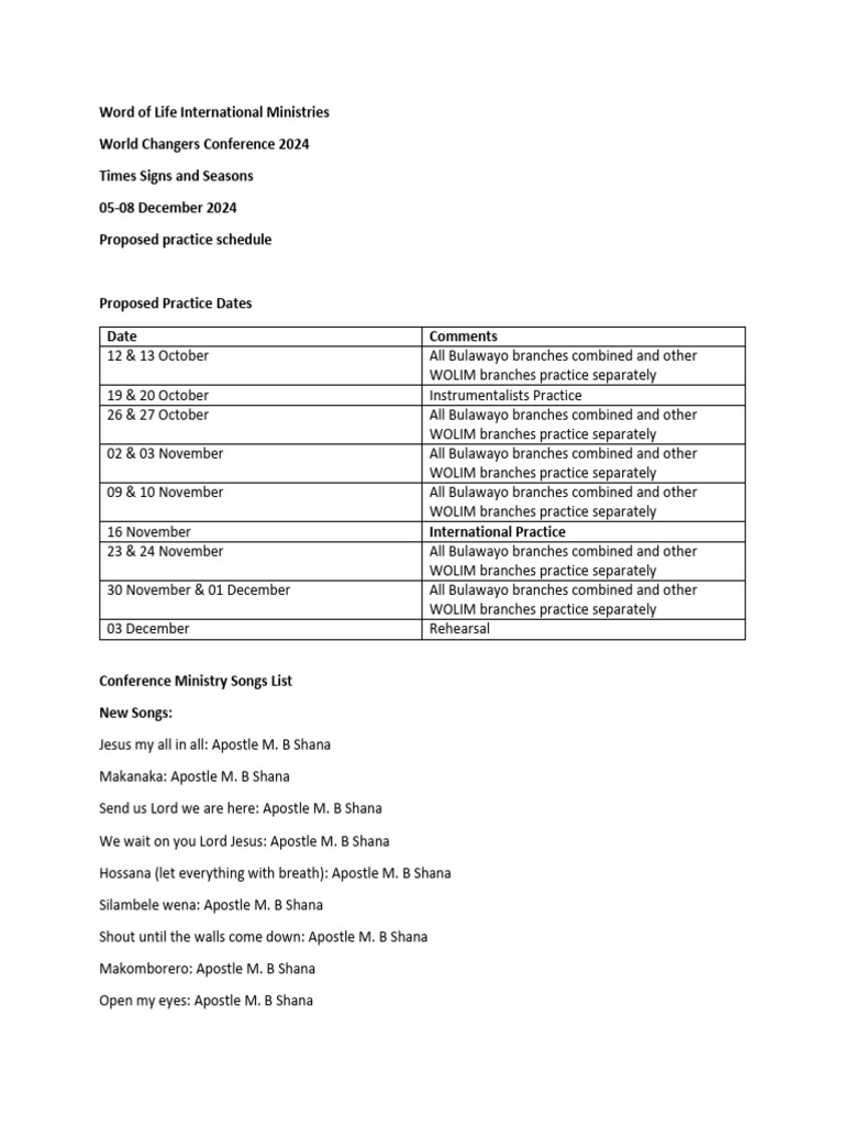 Word of life international ministries wcc 2024 proposed practice