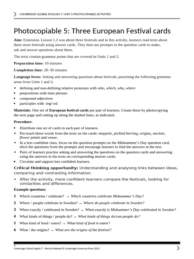 GE 7 Photocopiables Unit 2 5 | PDF | Question | Linguistics