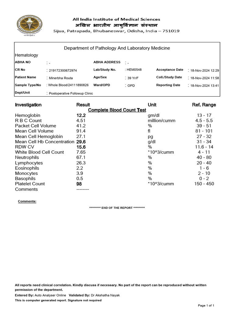 CBC | PDF | Blood | Medicine