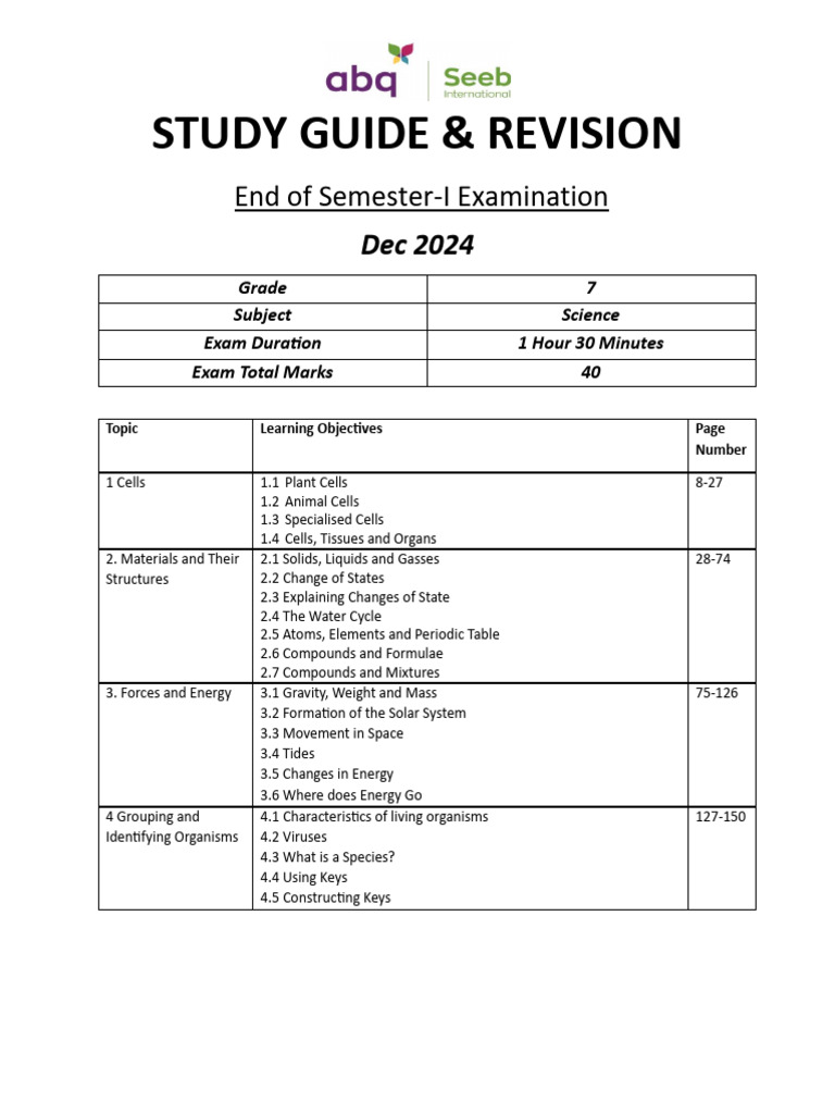 Kami Export - Shaikh Abdul Rahman - 7 Science - Revsion Study Guide | PDF