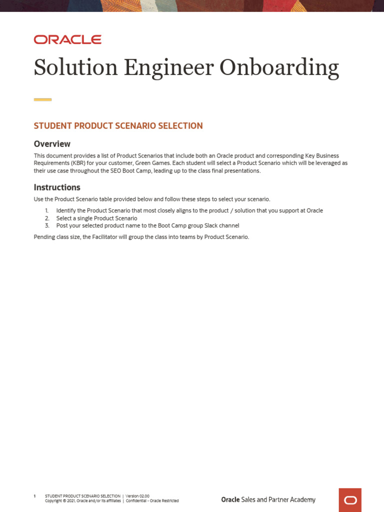 SEO Student Product Scenario Selection v02.00 | PDF | Cloud Computing ...