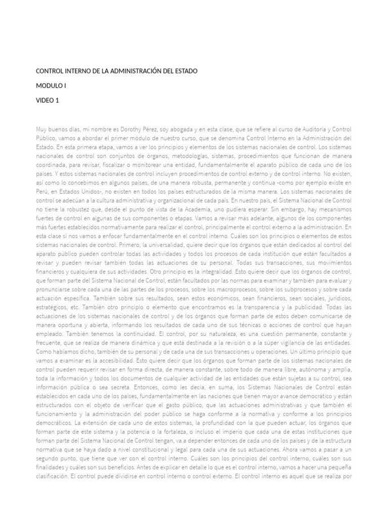 Control Interno de La Administración Del Estado Modulo 1 | PDF ...