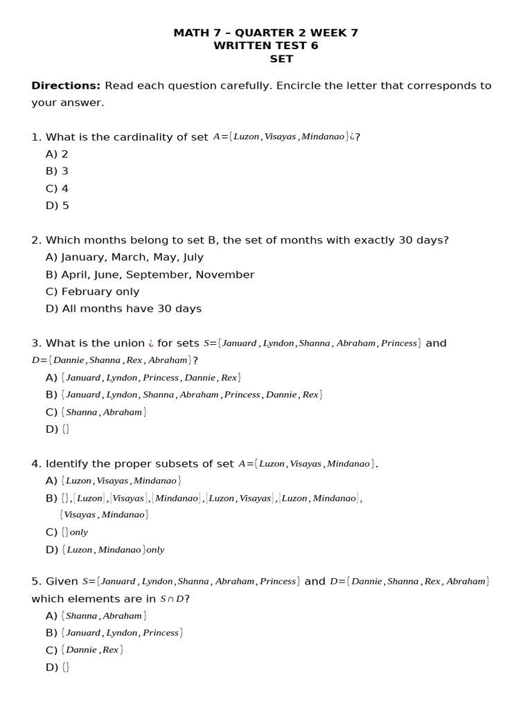 Math 7 Q2 WK 6 WT 6 | PDF