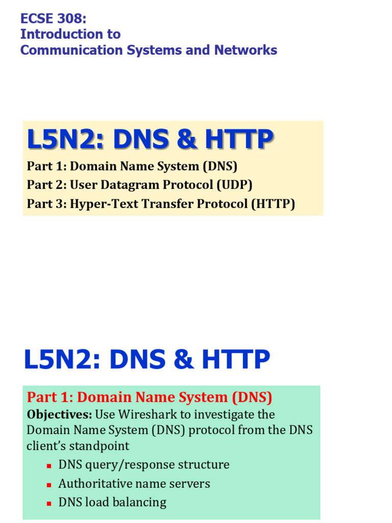 L5N2 - DNS & HTTP | PDF | Domain Name System | World Wide Web
