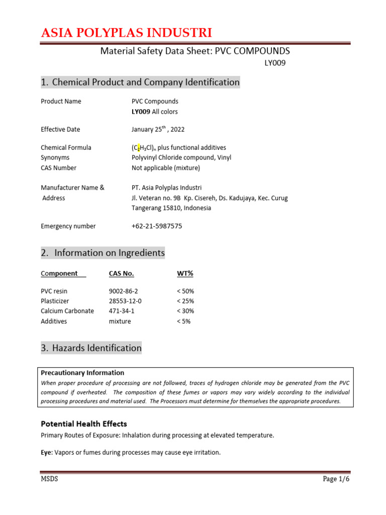 LY009_PVC COMPOUNDS | PDF | Polyvinyl Chloride | Fires