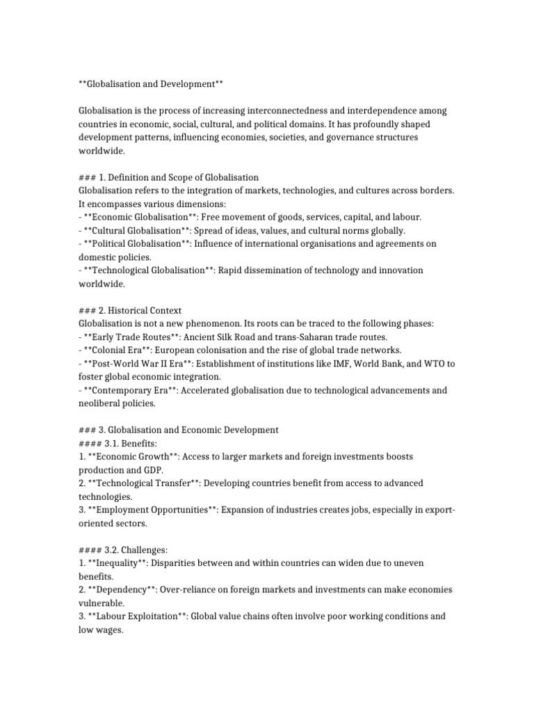 Globalisation's Impact on Development | PDF | Globalization | World Economy