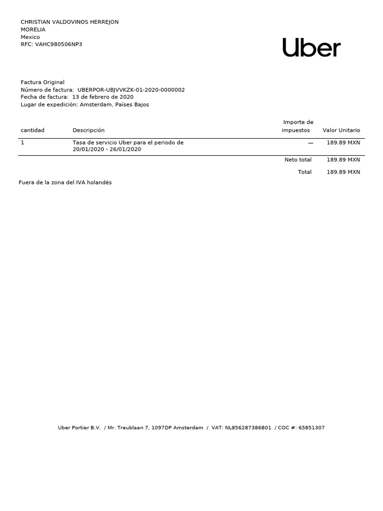 Invoice UBERPOR UBJVVKZK 01 2020 0000002 | PDF
