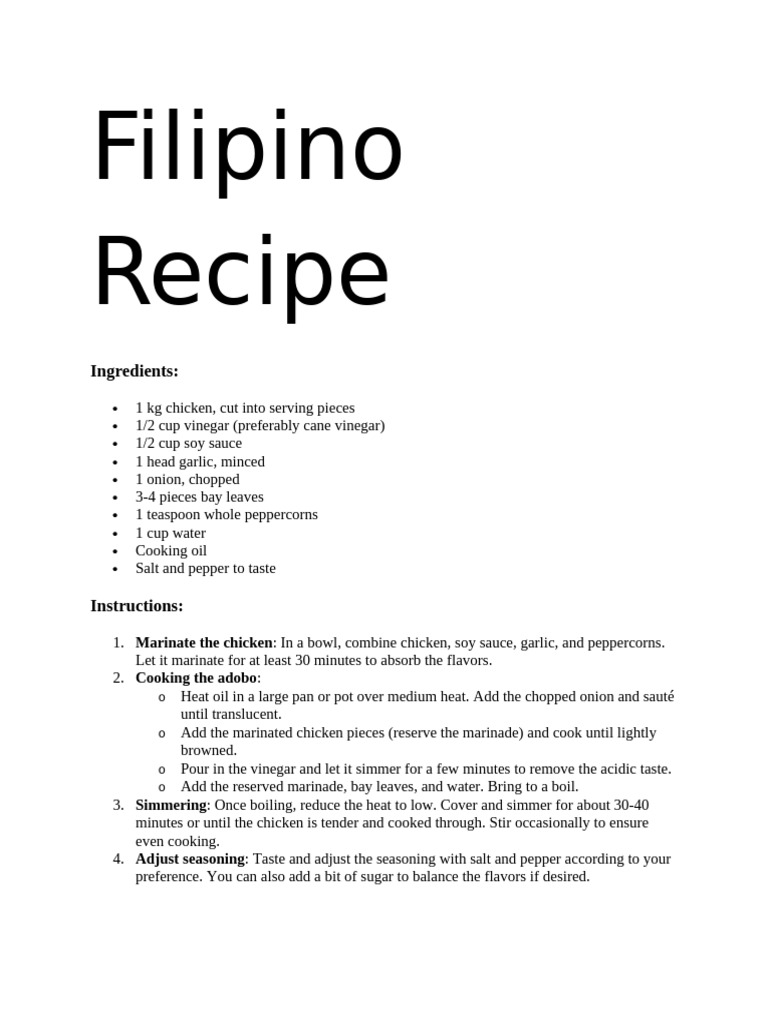 Filipino Recipe | PDF