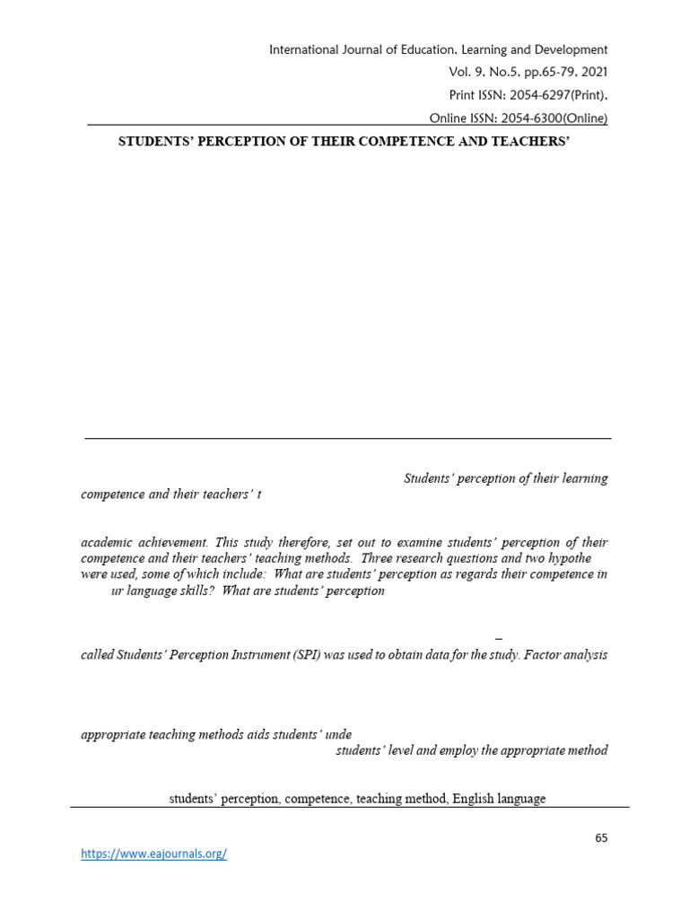Students' Perception of English Teaching Methods | PDF | Teachers ...