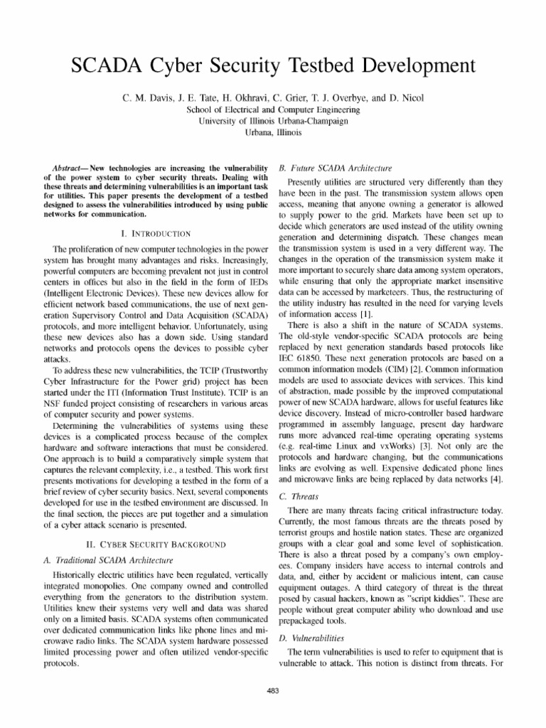 SCADA Cyber Security Testbed Development | PDF | Computer Network | Scada