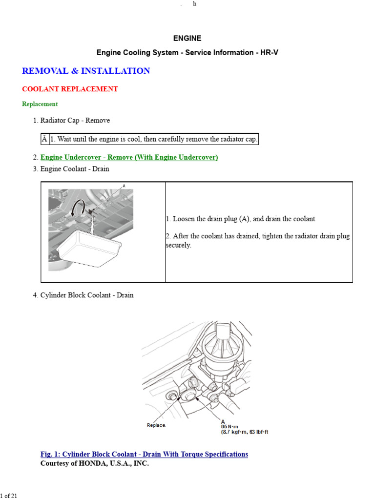 HR-V Engine Cooling System Guide | PDF | Thermostat | Electrical Connector