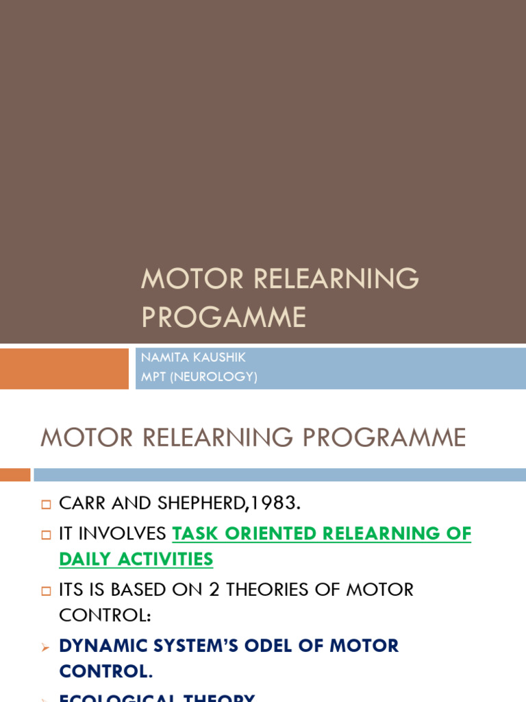 Motor Relearning for Therapists | PDF
