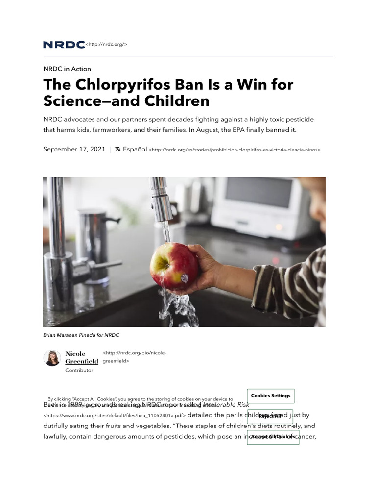 The Chlorpyrifos Ban Is A Win For Science-And Children | PDF