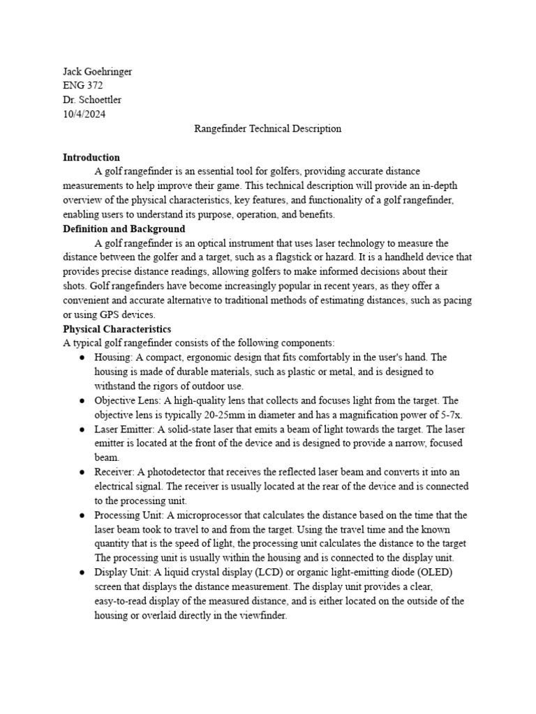 Jack Goehringer Technical Description | PDF | Laser | Measurement