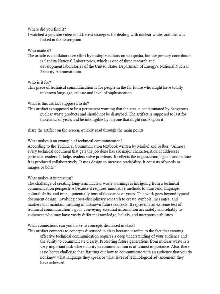 Nuclear Artifact Presentation Pdf Communication Technical