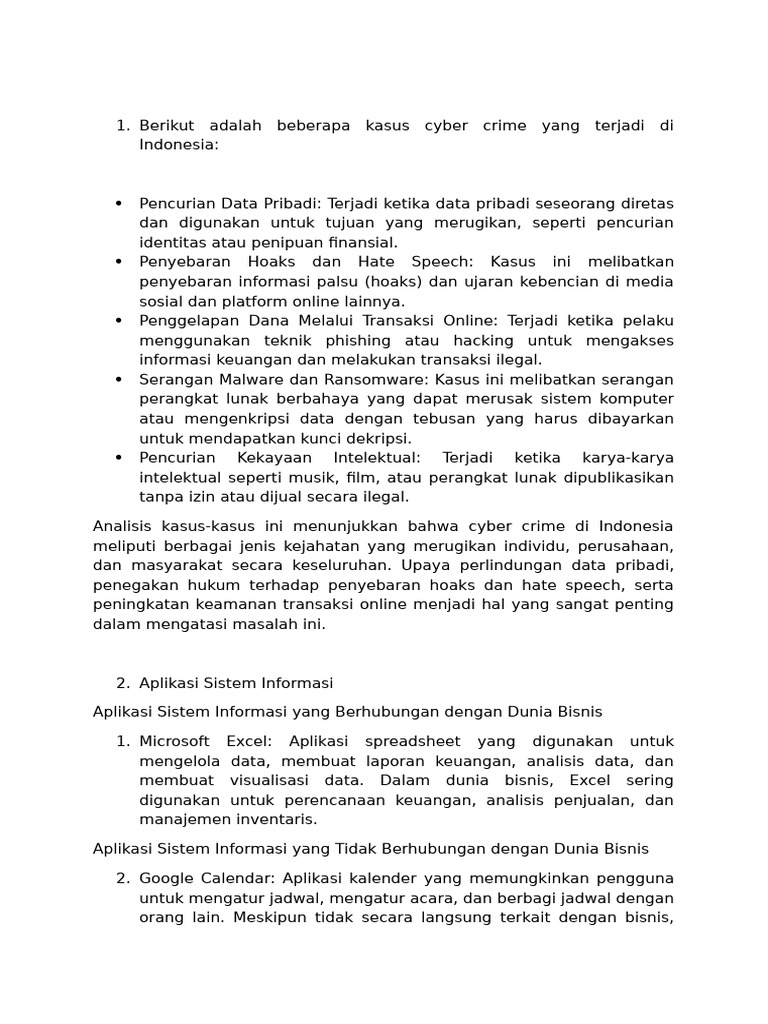 Kasus Cyber Crime dan Aplikasi Bisnis di Indonesia | PDF