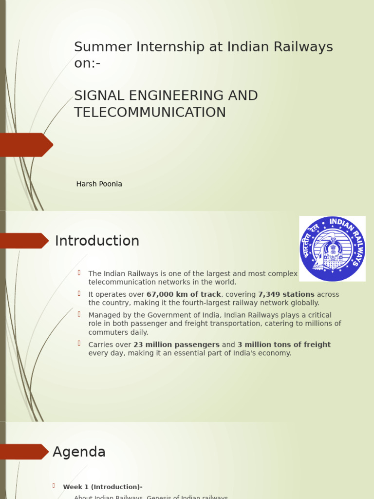 Summer Internship in Railway Telecom | PDF