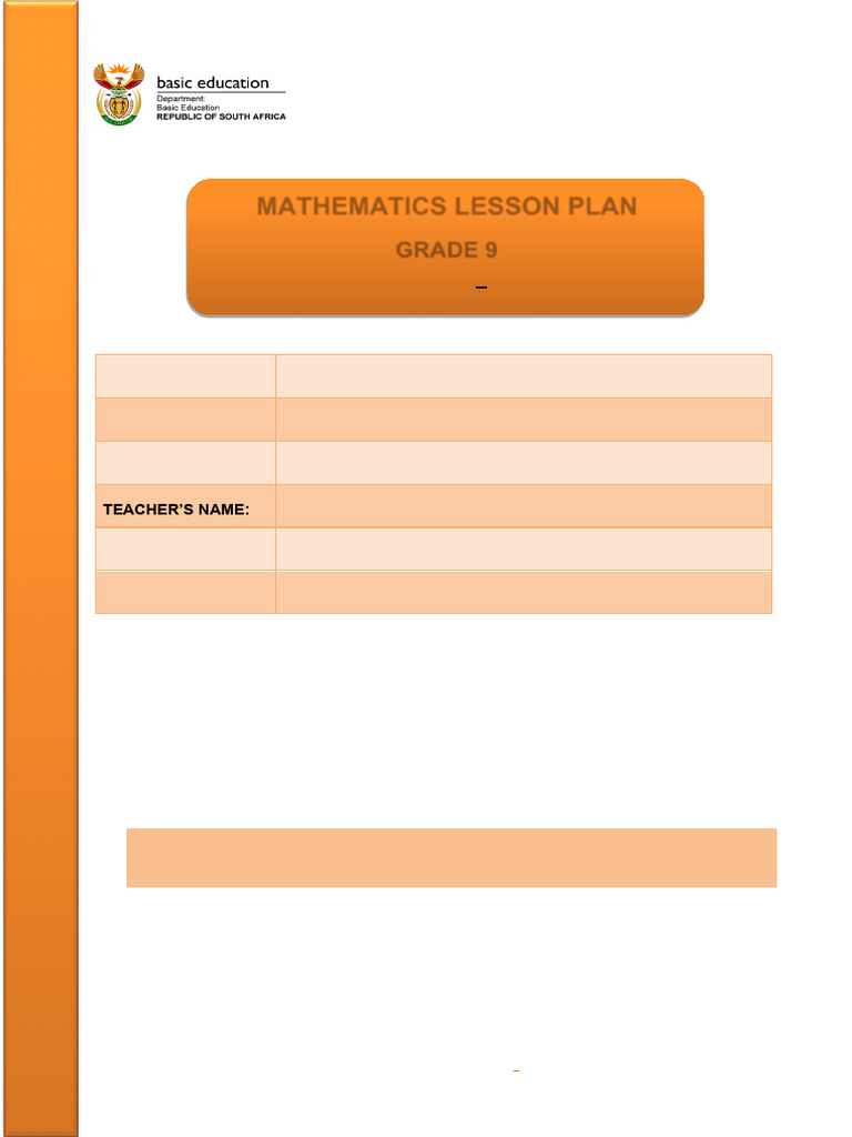 Grade 9 Reflection Geometry Lesson Plan | PDF | Cartesian Coordinate ...
