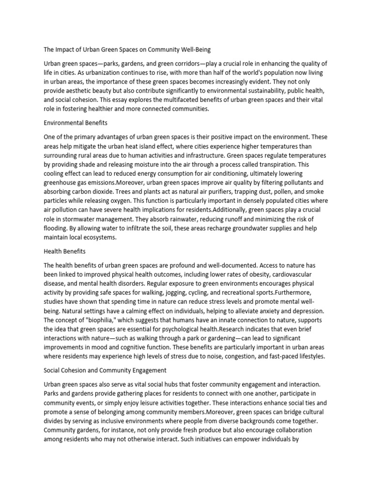 Urban Green Spaces and Community Health | PDF | Air Pollution | Nature
