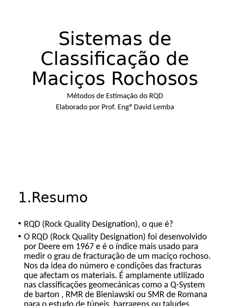 Métodos de Cálculo do RQD em Rochas | PDF
