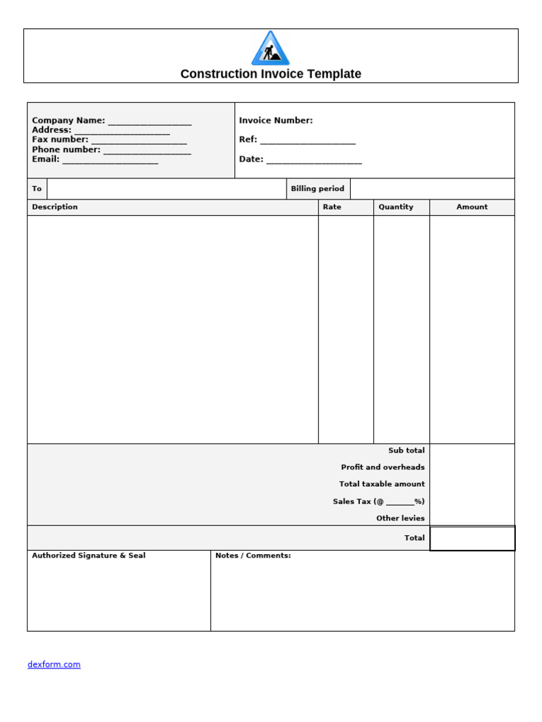 Construction Invoice Template Guide | PDF
