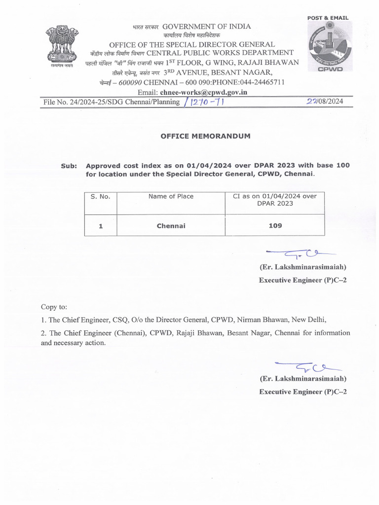 Cost Index Chennai | PDF