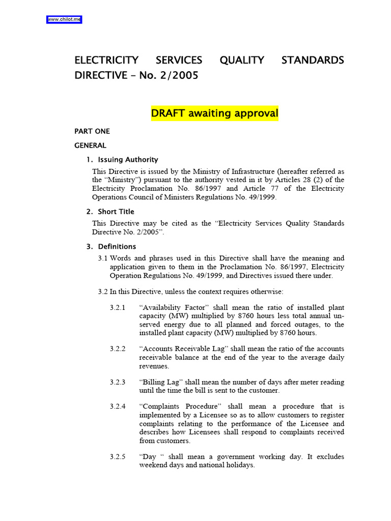 Electricity Services Quality Standards | PDF | Power (Physics ...