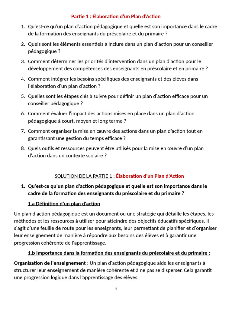 Solution des TD questions de cours | PDF | Pédagogie | Instruction ...