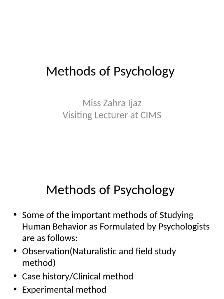 Key Methods in Psychology | PDF | Experiment | Interview