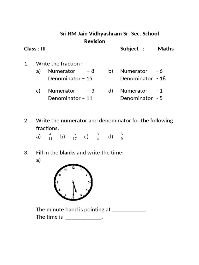 PA 2 - Revision - Class 3 - 24-25 22 | PDF | Numbers | Mathematical ...