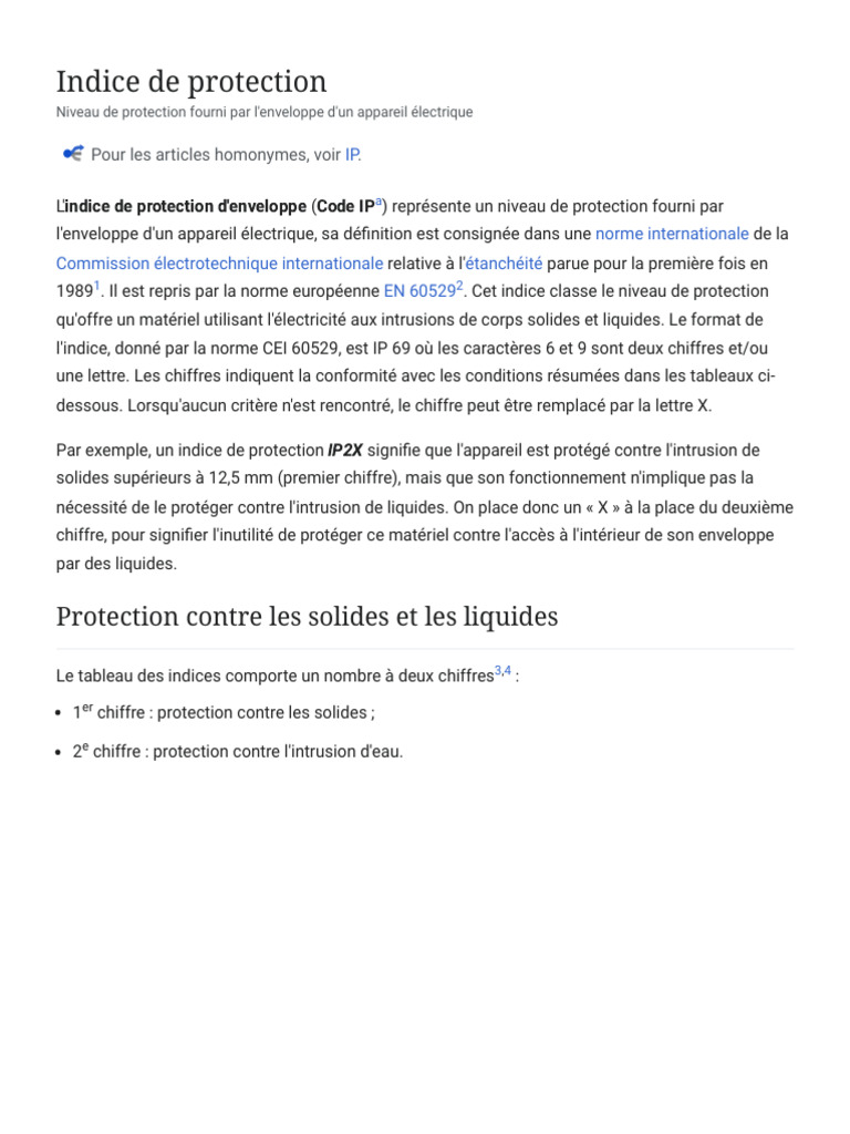 Indices de Protection IP expliqués | PDF | Commission électrotechnique ...