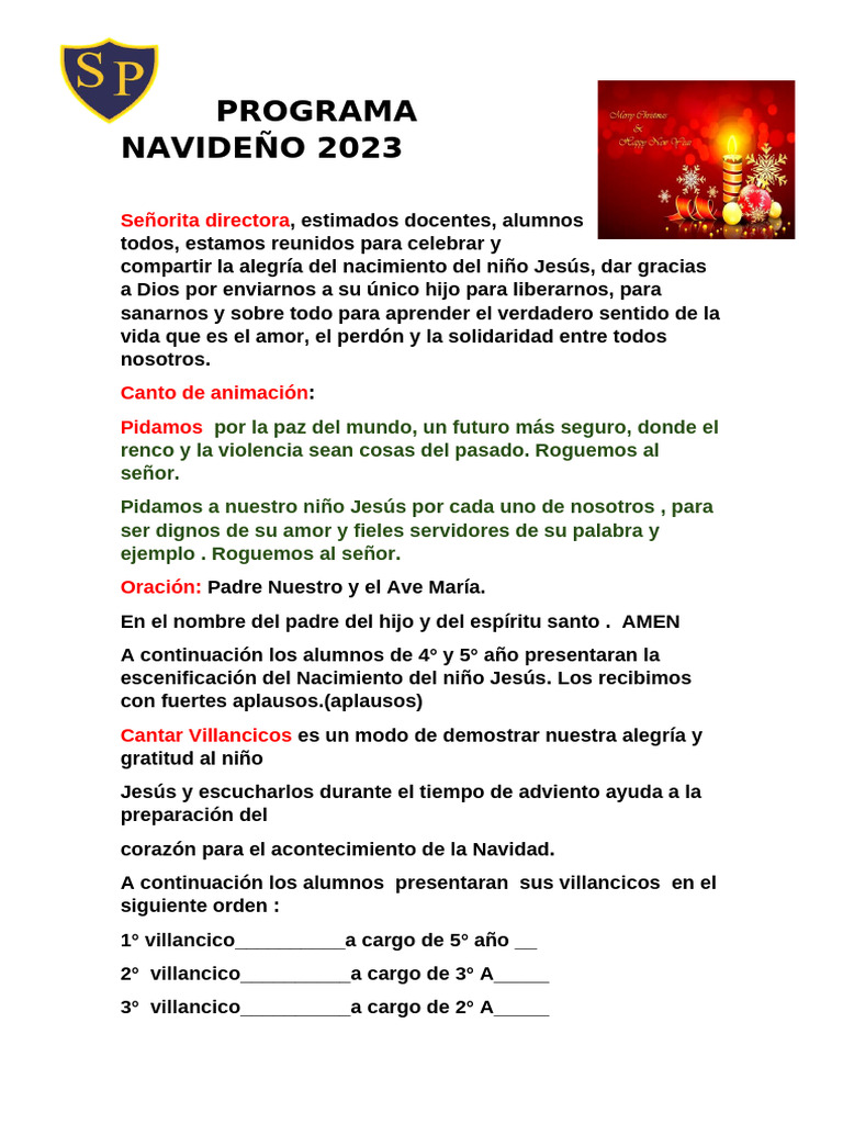 Celebración Navideña Escolar 2023 | PDF