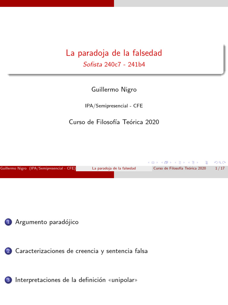 Sofista - Paradoja de La Falsedad | PDF | Argumento | Verdad
