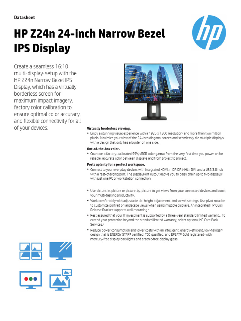 HP z24n DISPLAY For ISS WS | PDF | Computer Monitor | Hdmi