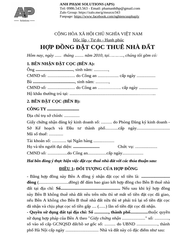 8 - HD Dat Coc Thue Nha Dat | PDF