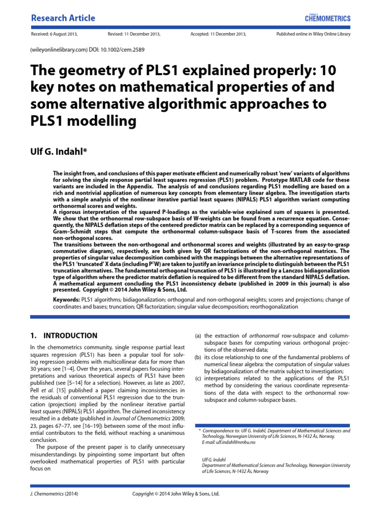 The_geometry_of_PLS1_explained_properly | PDF | Principal Component ...