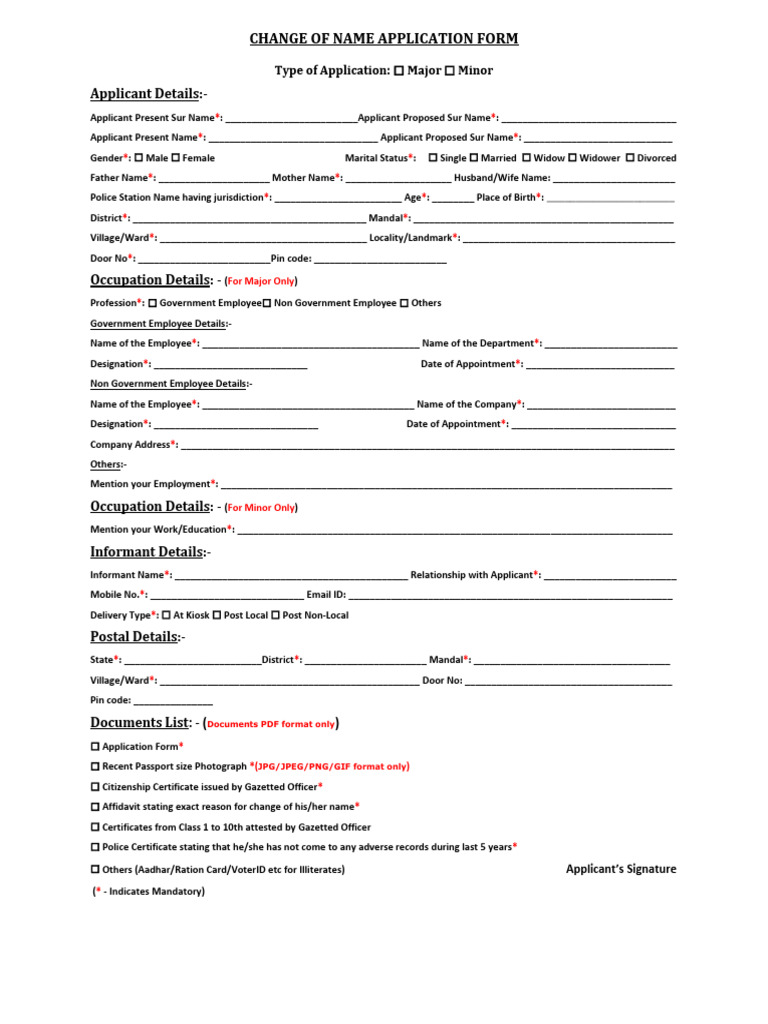 Change of Name | PDF | Government And Personhood