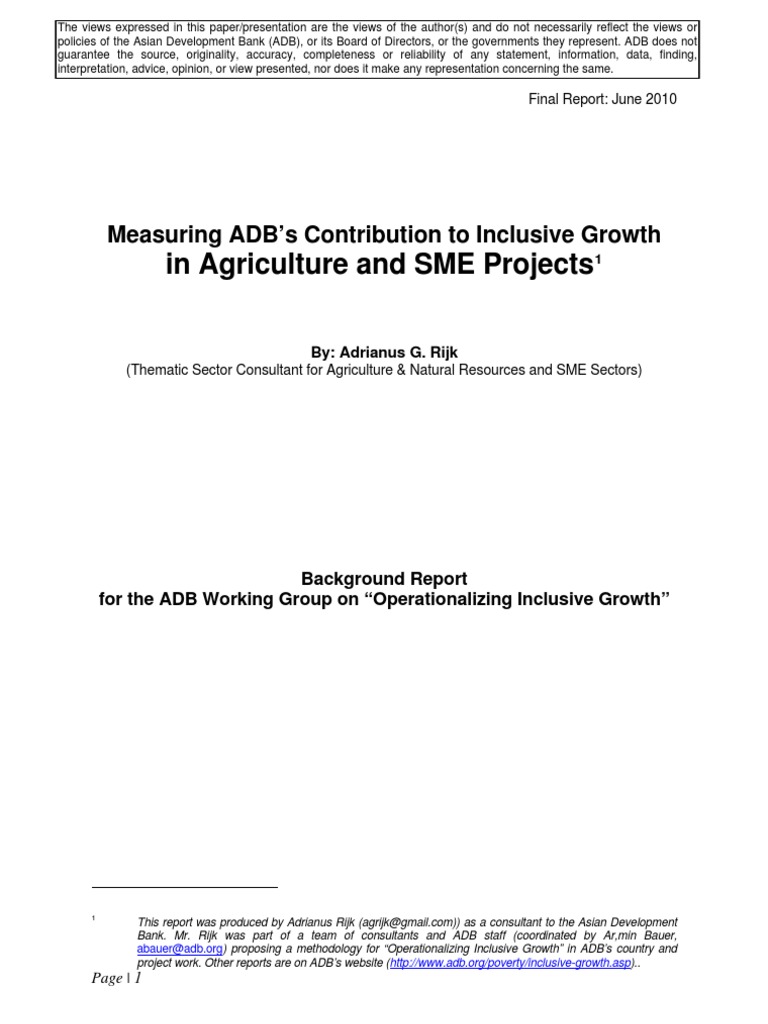 Measuring ADB's Inclusive Growth Impact | PDF | Millennium Development ...