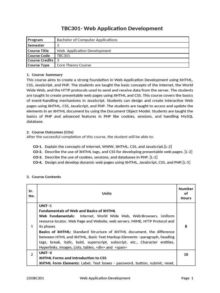 Web Application Development Syllabus | PDF | World Wide Web | Internet ...