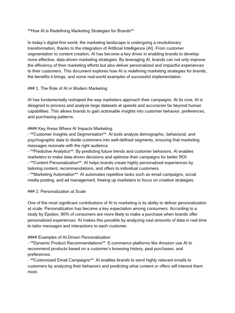 AI Transforming Brand Marketing Strategies | PDF | Artificial ...