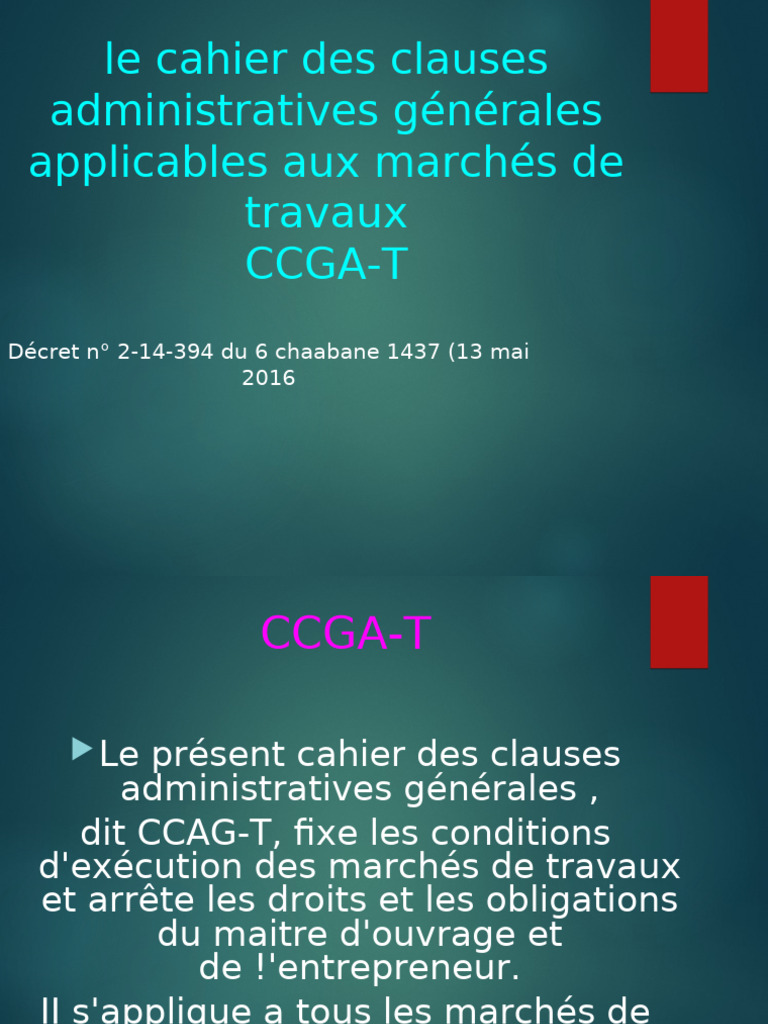 Cahier des clauses administratives générales | PDF
