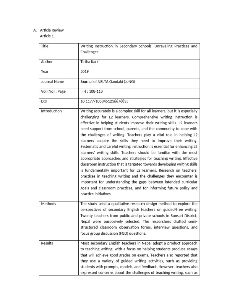 Writing Instruction Challenges in Schools | PDF | Literacy | Teachers