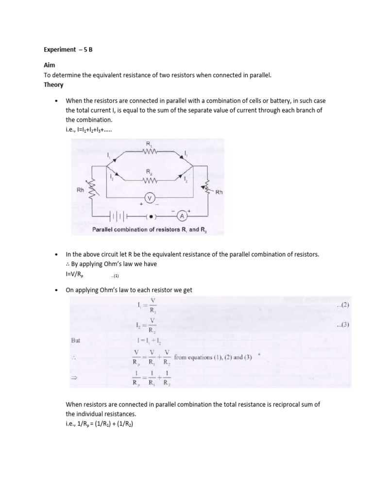 Equivalent Resistance in Parallel Circuits | PDF | Series And Parallel ...