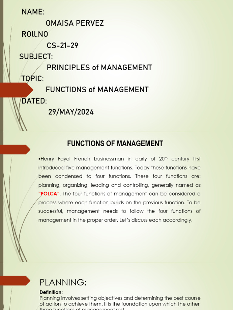 Functions of Management Explained | PDF | Goal | Performance Indicator