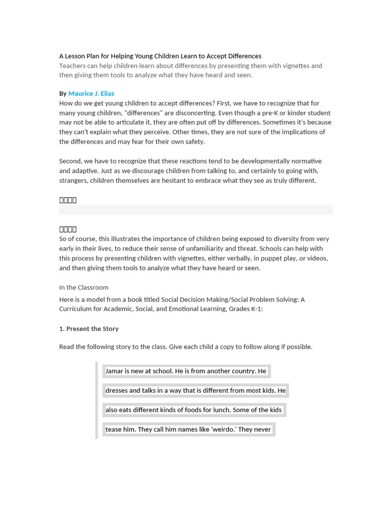 A Lesson Plan For Helping Young Children Learn To | PDF | Behavior ...