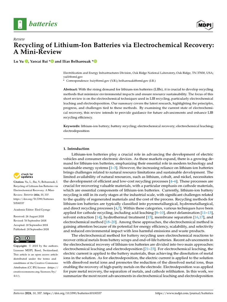 batteries-10-00337 | PDF | Electrochemistry | Lithium Ion Battery