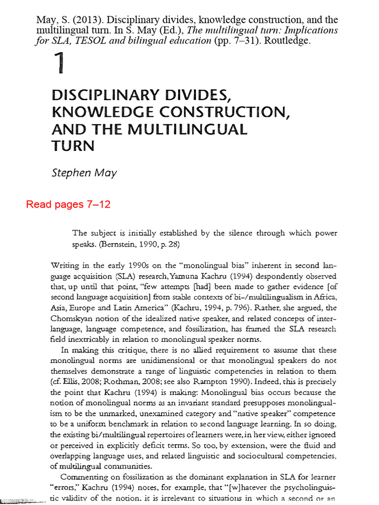 Multilingualism and SLA Perspectives | PDF | Second Language ...