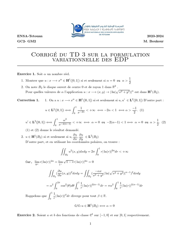 Formulation variationnelle des EDP | PDF | Relations mathématiques ...