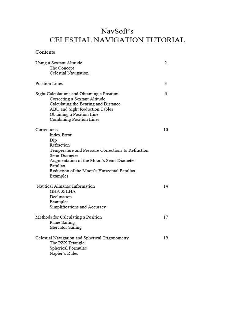 Celestial Navigation Tutorial | PDF | Horizon | Navigation